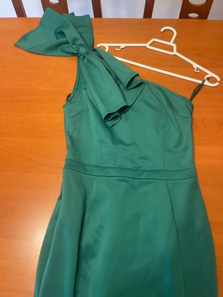 Vestido verde fiesta un hombro