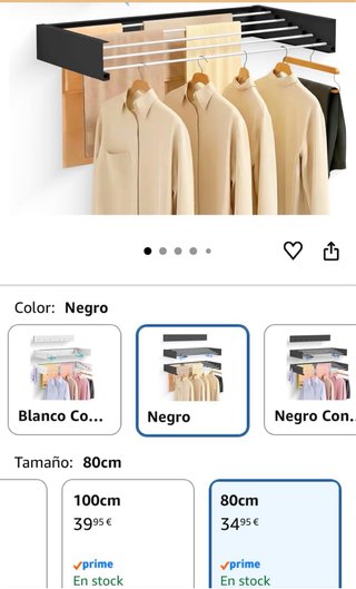 Tendedero Plegable Negro 80cm