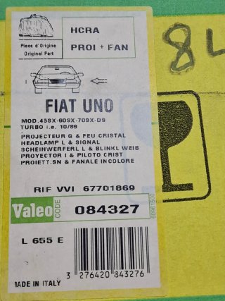 Optica faro delantero izquierdo FIAT UNO 45-60-70-