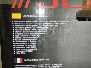 Microondas Jocel JMO011442 30L. Reparar o Despiece
