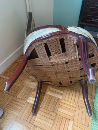 Butaca sillón vintage madera tapizado beige