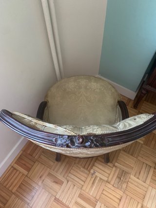 Butaca sillón vintage madera tapizado beige
