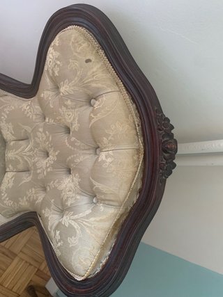 Butaca sillón vintage madera tapizado beige