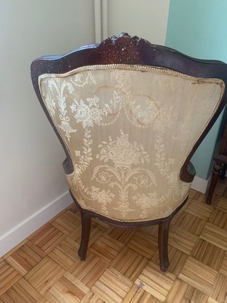 Butaca sillón vintage madera tapizado beige