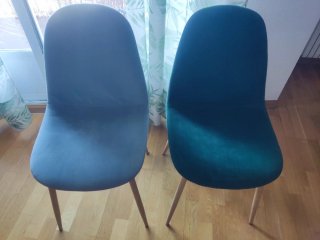 4 Sillas Terciopelo de Sklum Azul/Verde