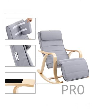 Mecedora, Sillón Tumbona, Color Gris, 125 x 91 x 67 cm