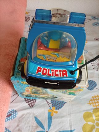 Coche Policía Hojalata Vintage con Luz y Sonido