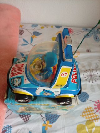 Coche Policía Hojalata Vintage con Luz y Sonido