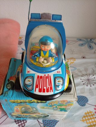 Coche Policía Hojalata Vintage con Luz y Sonido
