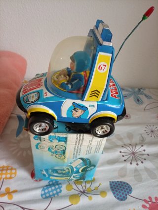 Coche Policía Hojalata Vintage con Luz y Sonido