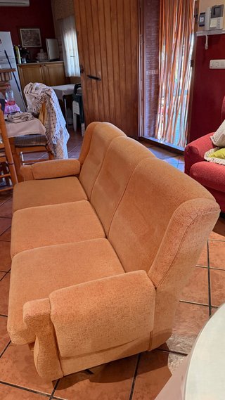 Sofá 3 plazas naranja tela