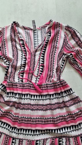 Vestido bohemio étnico rosa
