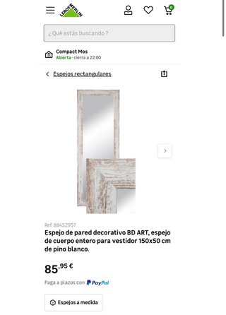 Espejo de pie o pared 1.50x0.50