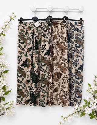 Pantalones florales beige multicolor