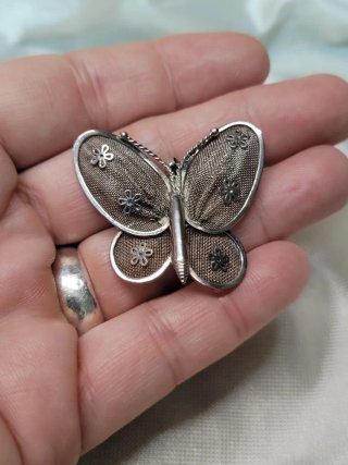 Lote Broches Vintage Mariposa, Pluma y Cadena