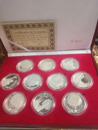 Estuche 10 Medallas Plata 999 III Milenio
