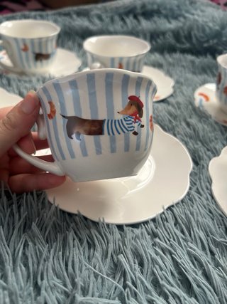 Juego 6 Tazas y Platos Porcelana