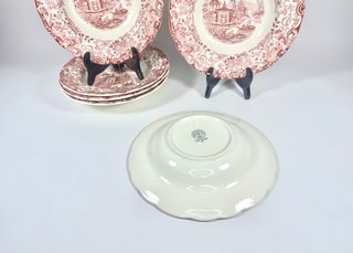 Lote 6 Platos Hondos La Cartuja Pickman Rosa