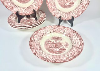Lote 6 Platos Hondos La Cartuja Pickman Rosa