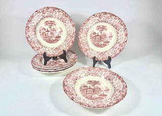 Lote 6 Platos Hondos La Cartuja Pickman Rosa
