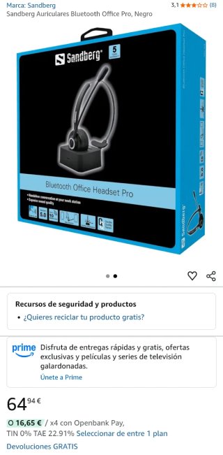 Auriculares Inalámbricos Sandberg Office Pro