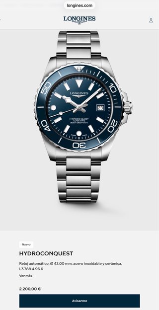 Longines Hydroconquest 42 AUTOMÁTICO NUEVO  2026