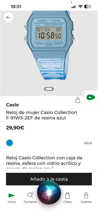 Reloj Casio F-91W Digital Azul.