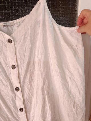 Camiseta blanca lino botones XL/52