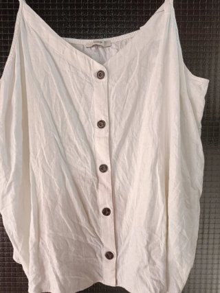 Camiseta blanca lino botones XL/52