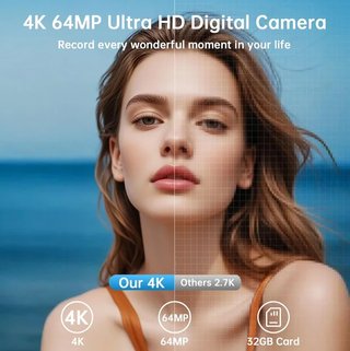 SIN ABRIR Cámara con WiFi Digital 4K 64MP