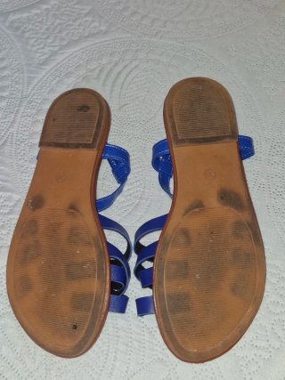 Sandalias azules y marrones