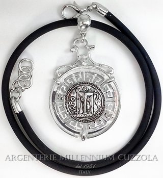 Collana Caucciù Moneta L.Argento Magna Grecia Kro