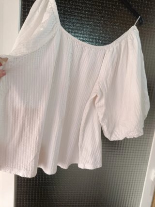 Blusa blanca mangas globo Talla 44