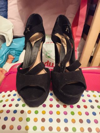 Sandalias Mary Paz Negras Tacon Plataforma