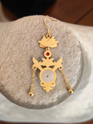 Orecchini donna blu e oro stile orientale