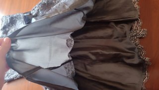 Vestido fiesta encaje gris Tapioca