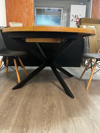 Mesa redonda extensible madera y metal