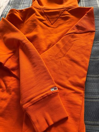 Felpa Tommy Jeans Arancione con Cappuccio e Zip