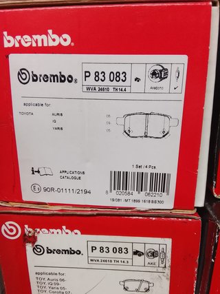 Pastillas Freno Brembo P83083 Toyota Auris IQ