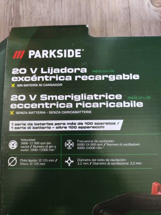 Lijadora excéntrica Parkside 20V (sin batería)