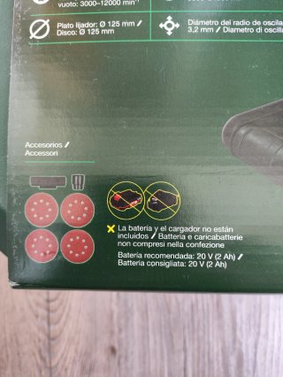 Lijadora excéntrica Parkside 20V (sin batería)