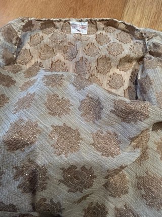 Blusa dorada vintage cuello ajustable T40