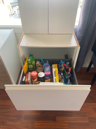Cajonera de cocina blanca y madera Dos cajones