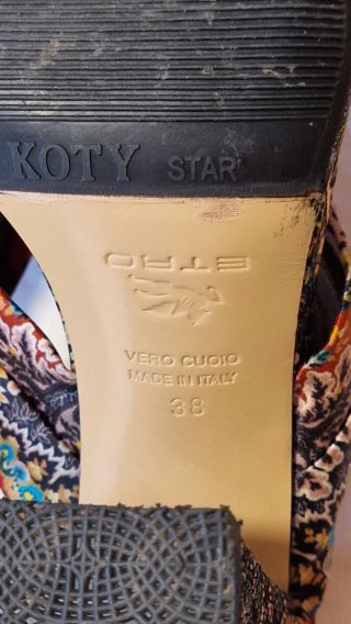 Sandalias Etro Cuero y Satén Multicolor