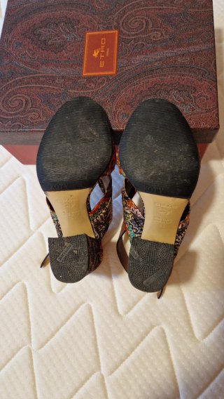Sandalias Etro Cuero y Satén Multicolor