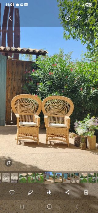 Par de sillones de mimbre estilo peacock