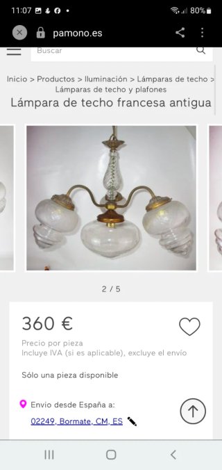 Lámpara de techo antigua francesa