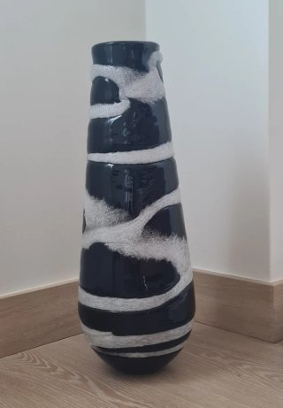 Jarrón Cerámica y Cristal Negro/Blanco