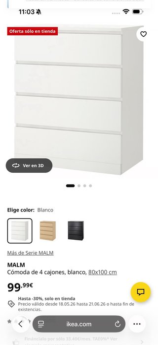 Se venden las 2 Cómoda blanca de madera por 140€