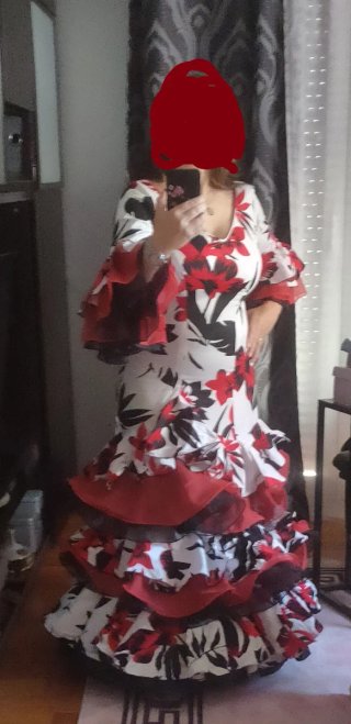 Vestido Flamenca volantes algodón y organdí